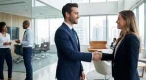 Professional succeeding at answering job interview questions