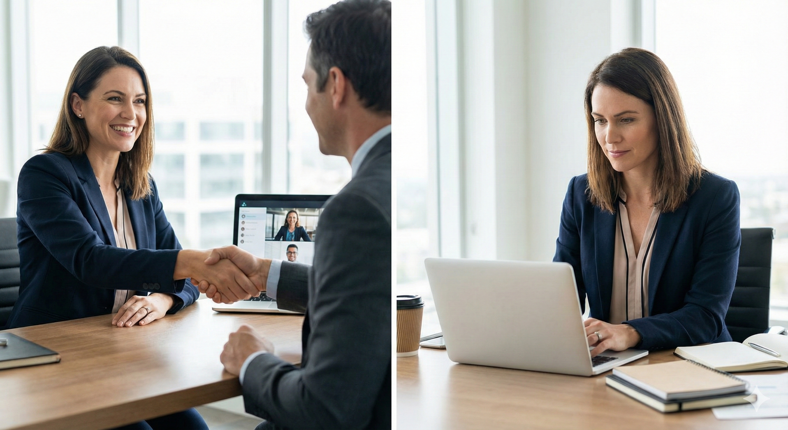 Professional woman ready to prepare for interview success.